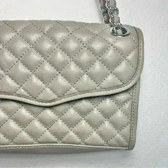 Rebecca Minkoff Shoulder Bag Quilted Mini Affair Light Gray Color - Picture 7 of 16